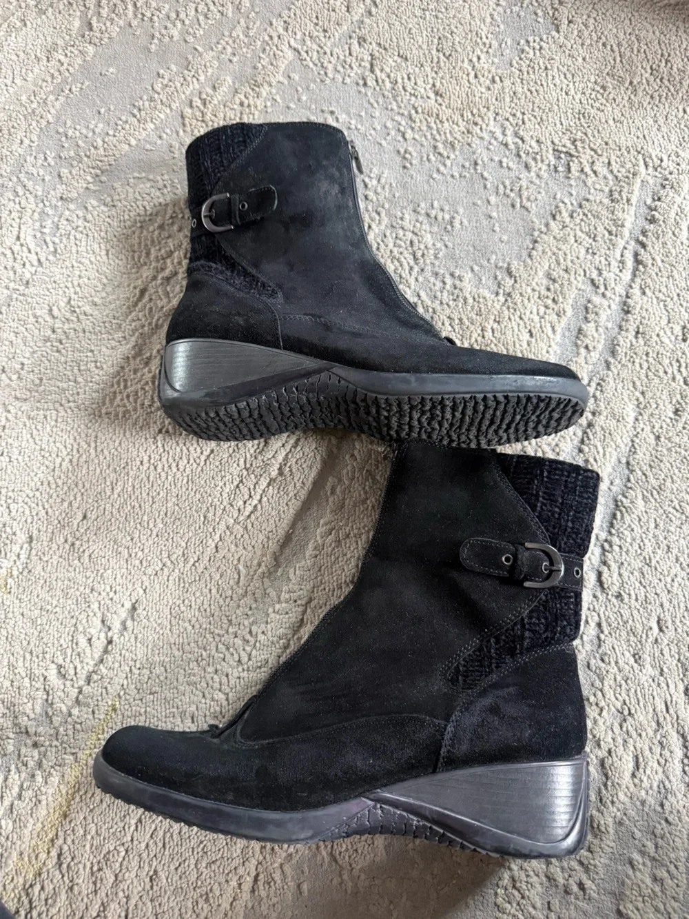 Aquatalia Black Suede Ankle Boots Mia wedge Waterproof comfort 8